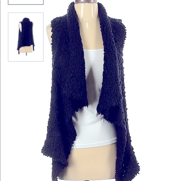 🖤Kensie’s Women’s Black Super Soft Faux Fur Bobble Vest Draped, Very Flattering - Picture 4 of 16
